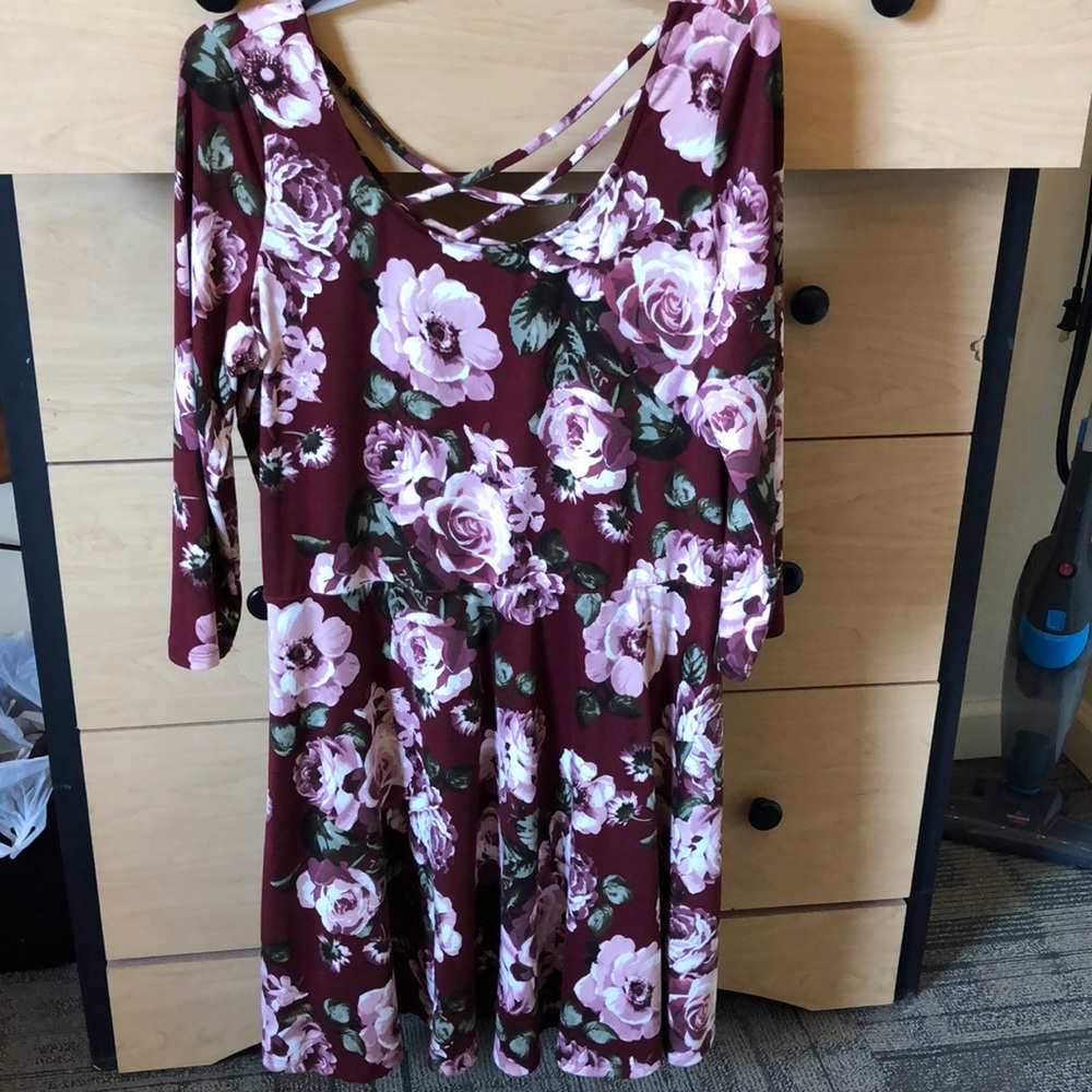 Burgundy floral dress
